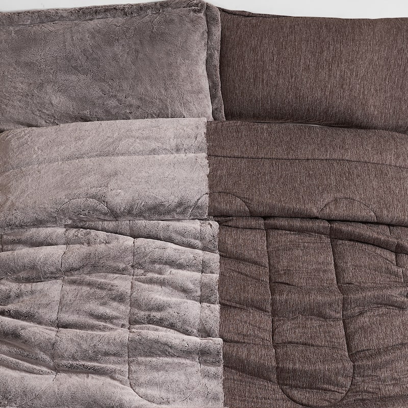 Opposites Attract® - Coma Inducer® Oversized Comforter Set - Plush Frosted Chocolate + Cooling Cold Brew