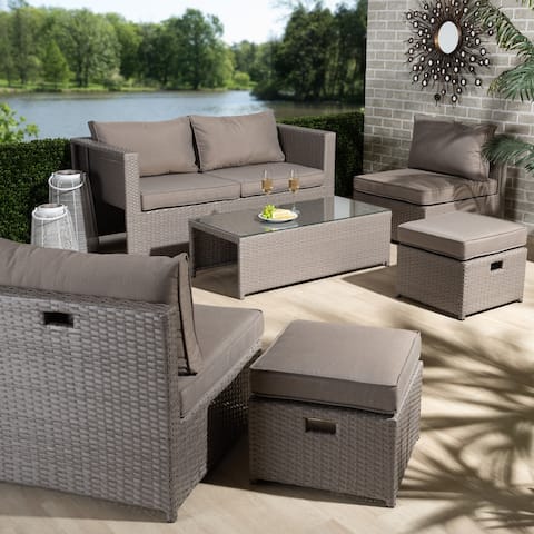 Haina Modern and Contempory Patio Set in Grey (6pcs)