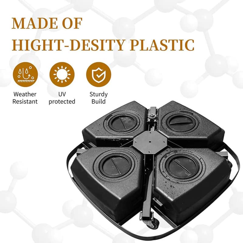 PURPLE LEAF 35.4" Square Outdoor Patio Umbrella Base with Wheels - 35.4" X 35.4" X 7.9"