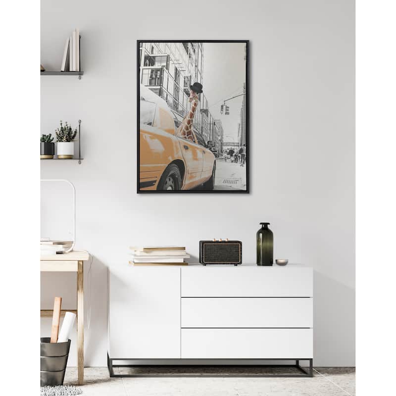 Kate and Laurel Sylvie Giraffe in New York Canvas by July Art Prints