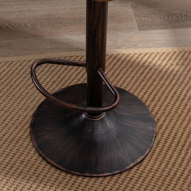 360° Swivel Bar Stools Set of 2, Adjustable Counter Height Chairs with Footrest, Rattan Bar Chairs with Cushions