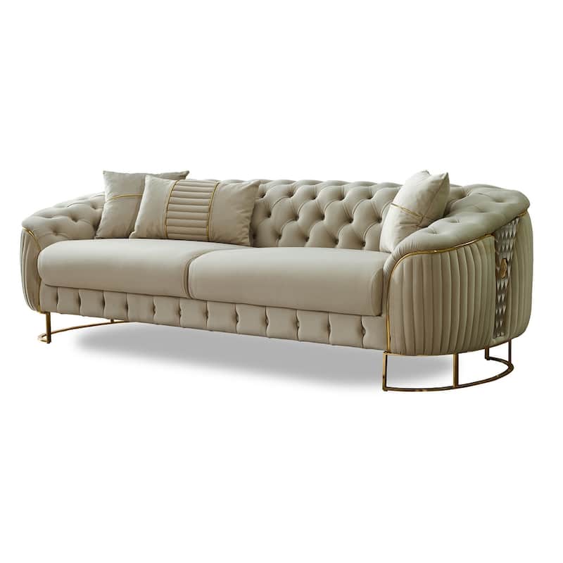 Luis Modern Upholstered 98'' Velvet Tufted Back