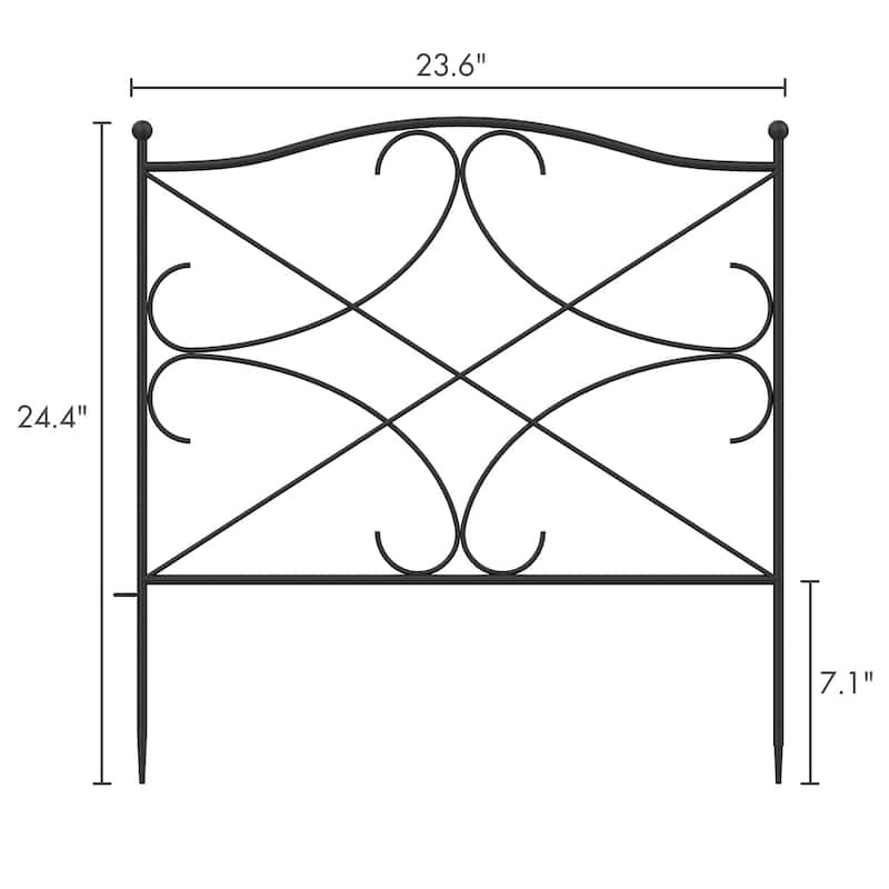 24.4'' H x 23.6'' W Steel Trellis Decorative Metal Fence Panel(5 PCS)