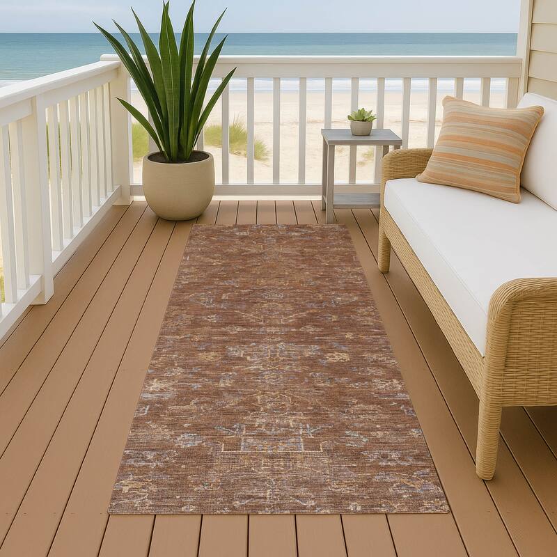 Machine Washable Indoor/ Outdoor Traditional Chelsea Chantille Rug - Paprika - 2'3" x 7'6"