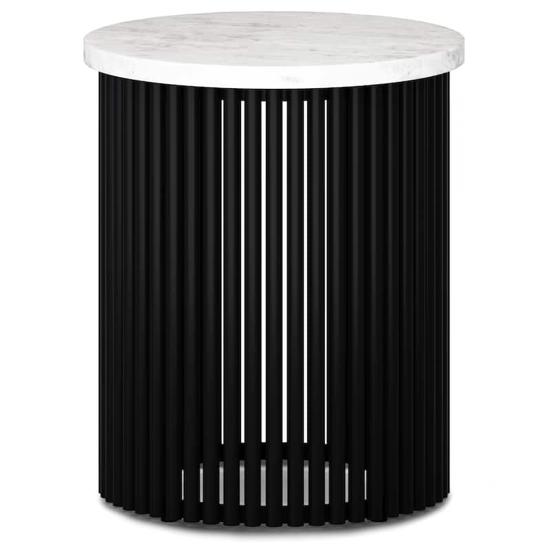 WYNDENHALL Karl 18 inch Wide Solid Mango & Metal Industrial Accent Table - 18 W x 18 D x 21 H