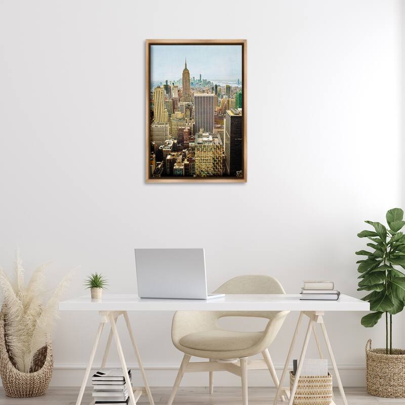 Stupell Overlooking Cityscape Buildings Framed Floater Canvas Wall Art Design By Seven Trees Design