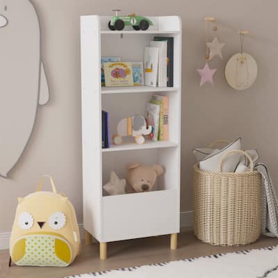 Kids 4-Tier Bookcase Toy Storage Cabinet Organizer