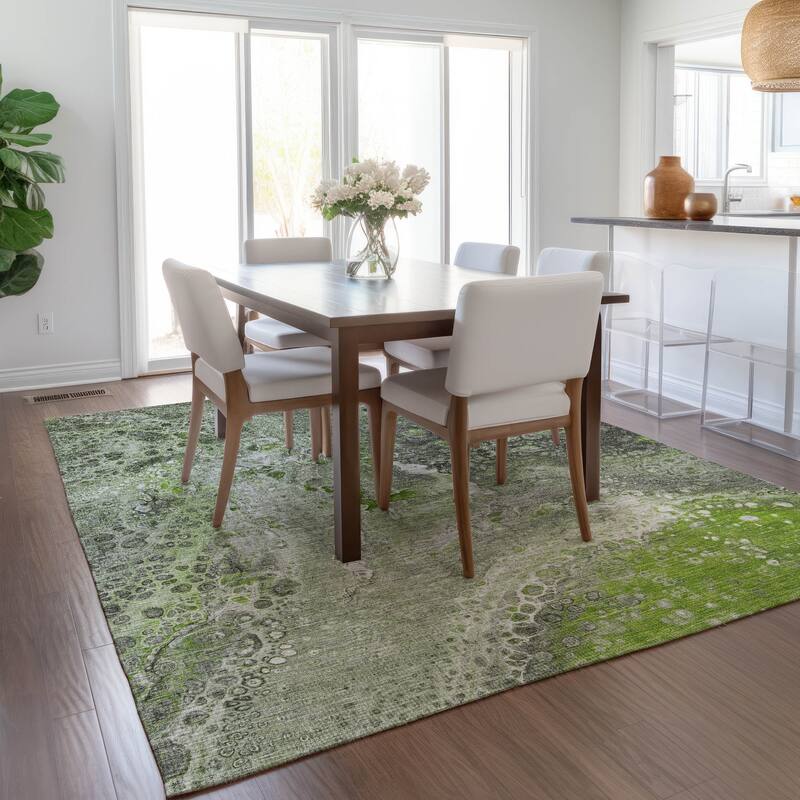 Machine Washable Indoor/ Outdoor Chantille Modern Abstract Rug