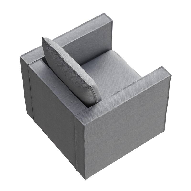 Linen Armchair with Soft Foam Cushion & Modern Frame