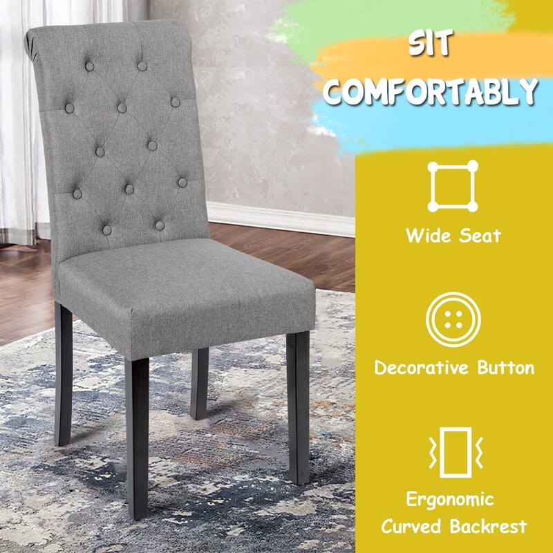 Costway Set of 2 Parsons Upholstered Fabric Chair with Wooden Legs