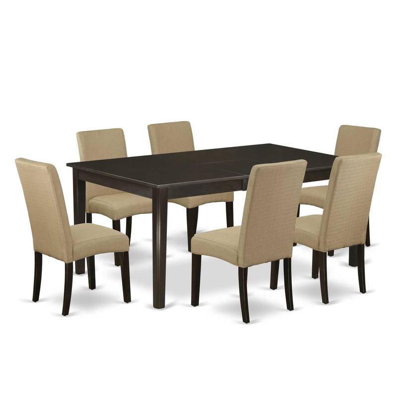 Southwestern Kitchen Set 7Pc - Table w/ Butterfly Leaf & 6 Chairs - Linen Fabric
