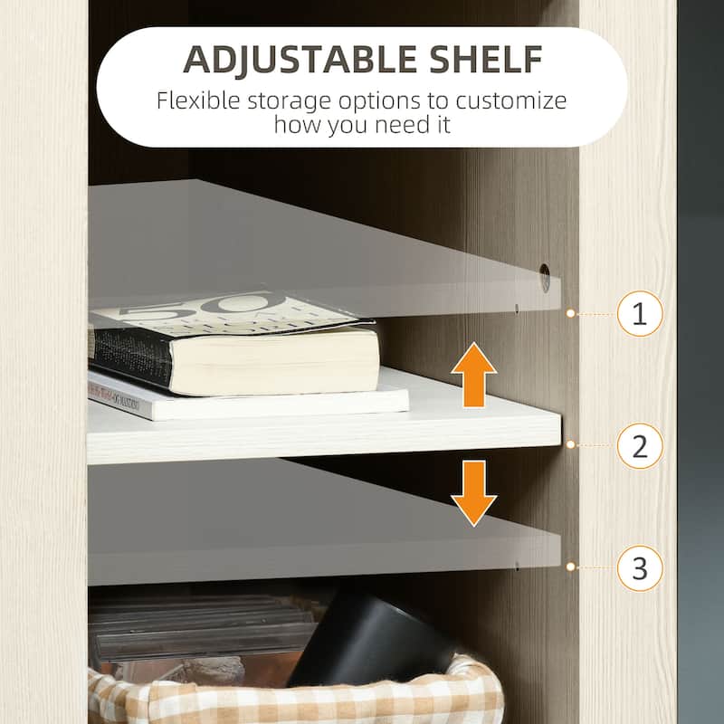 Farmhouse Computer Office Desk with Adjustable Shelves and Ample Storage for Home Office and Bedroom