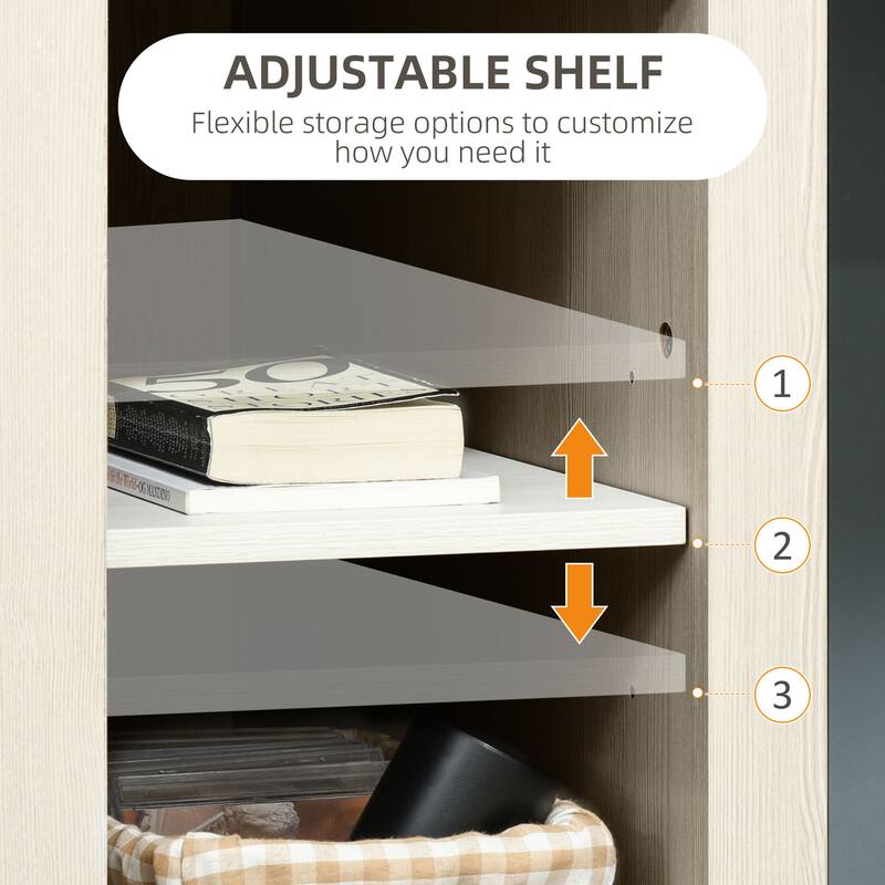 Modern Cream White Workstation Desk with Storage Drawers and Cabinets Adjustable Shelves