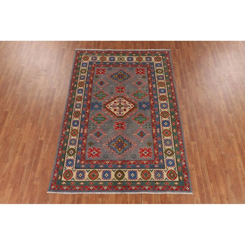 Kazak Oriental Area Rug Hand-Knotted Home Decor Wool Carpet - 6'1" x 8'10"