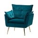 preview thumbnail 33 of 89, HULALA HOME 1ida Modern Velvet Tufted Accent Armchair with Gold Metal Legs