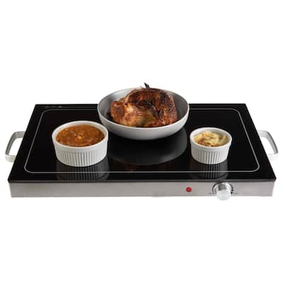 Electric Warming Tray - Food Warmer with 3 Temperature Settings, Stainless Steel Construction and Cool-Touch Handles