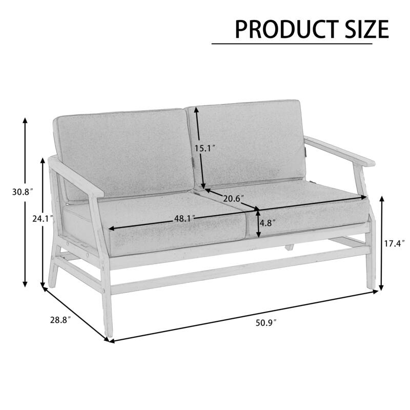 Patio Teak Wood Outdoor Loveseat Sofa with Cushions