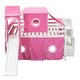 preview thumbnail 11 of 36, Playhouse Full Size Bunk Bed with Slide Pink Tent and Tower, Pink
