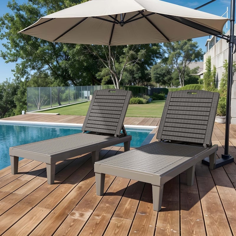 Outdoor Chaise Lounge Chairs (Set of 2) with Adjustable Backrest