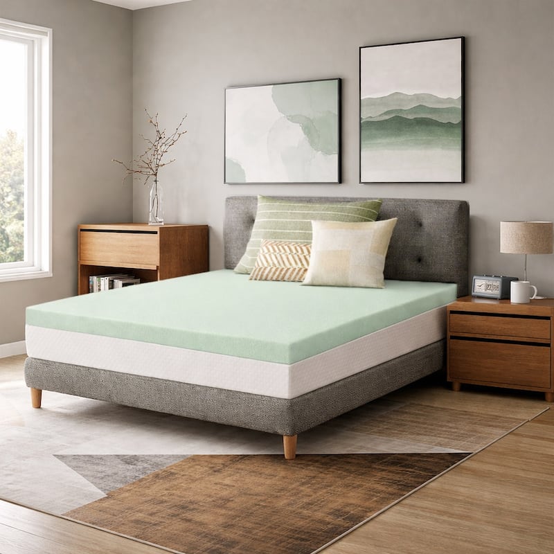 Onetan, 1", 2" & 3" High Density Medium Firm Foam Mattress Topper, White