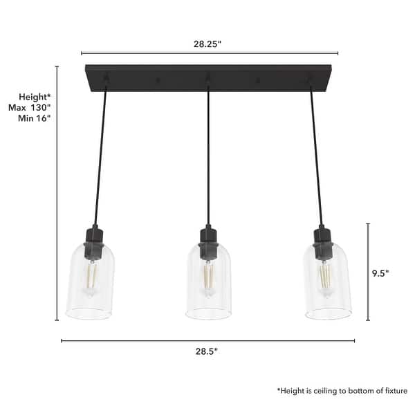 dimension image slide 0 of 3, Hunter Lochemeade 3-Light Linear Cluster Pendant - Kitchen Island, Dining Room - Modern Farmhouse, Contemporary, Industrial