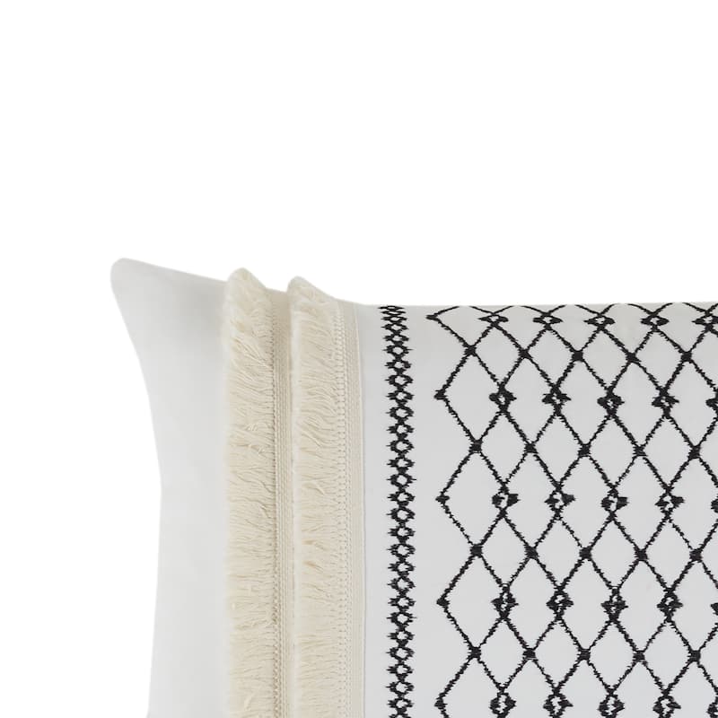 INK+IVY Bea Embroidered Cotton Oblong Pillow with Tassels