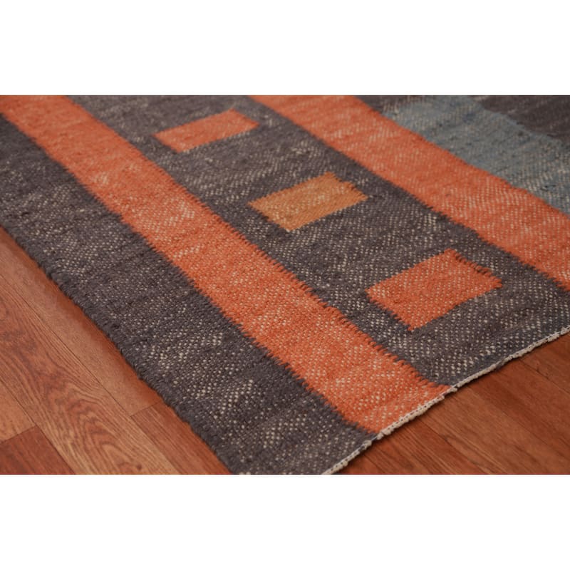 Hand Woven Oriental 100% Jute Carpet Southwestern Modern Greys & Charcoal Kilim Area Rug - 14' 0'' X 10' 7''