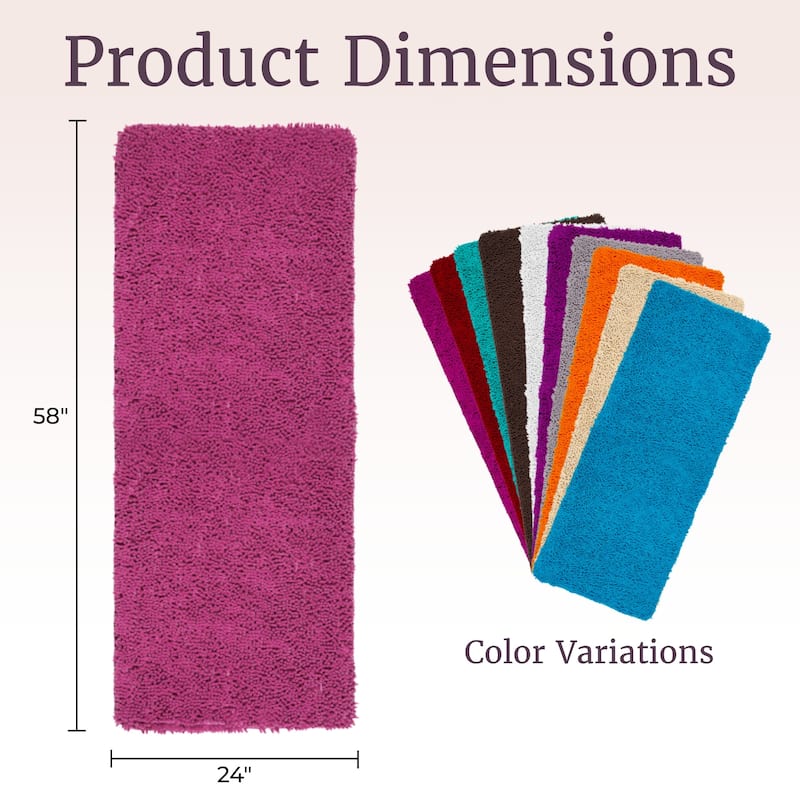 58x24-Inch Bathroom Runner with Non-Slip Backing - Absorbent High-Pile Chenille Memory Foam Bathroom Rug by Windsor Home