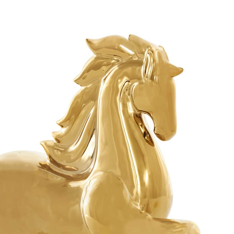 Gold or Silver Ceramic Prancing Horse Sculpture