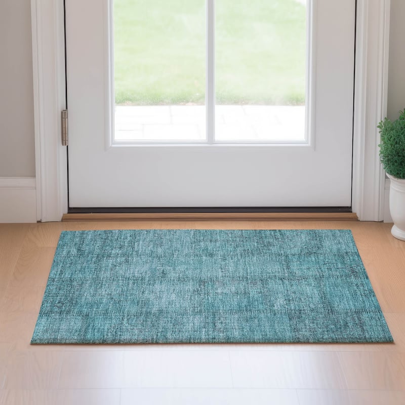 Premium Washable Super Soft Viintage Traditional Mayfield Rug - Teal - 1' 8" x 2' 6" - Rectangle