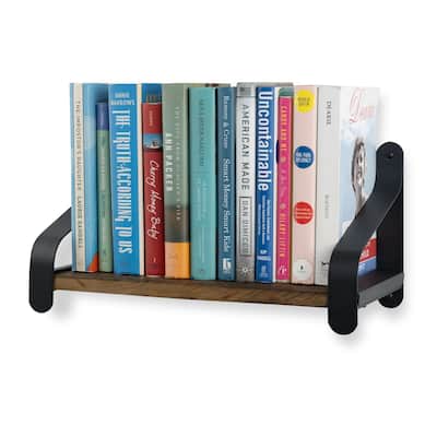 Rustic State Reclaimed Wood Shelf With Iron Bracket 16 Inch