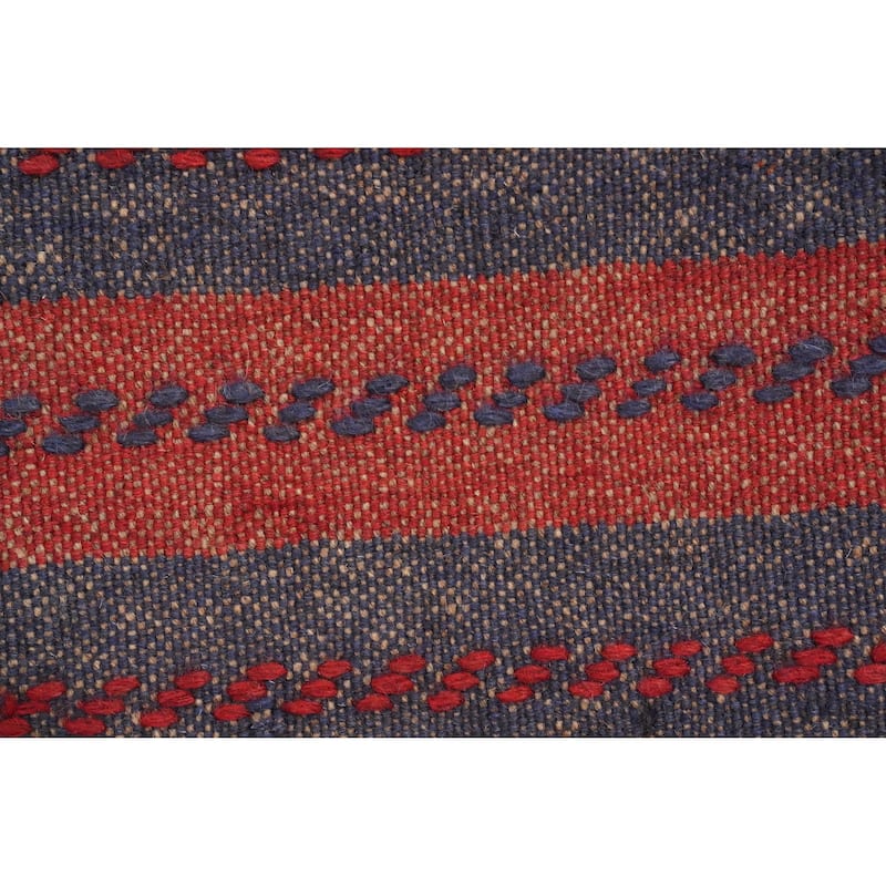 Hand Knotted Oriental 100% Wool Carpet Traditional Tribal Navy Blue & Blues Balouch Runner Rug - 7' 11'' X 1' 10''