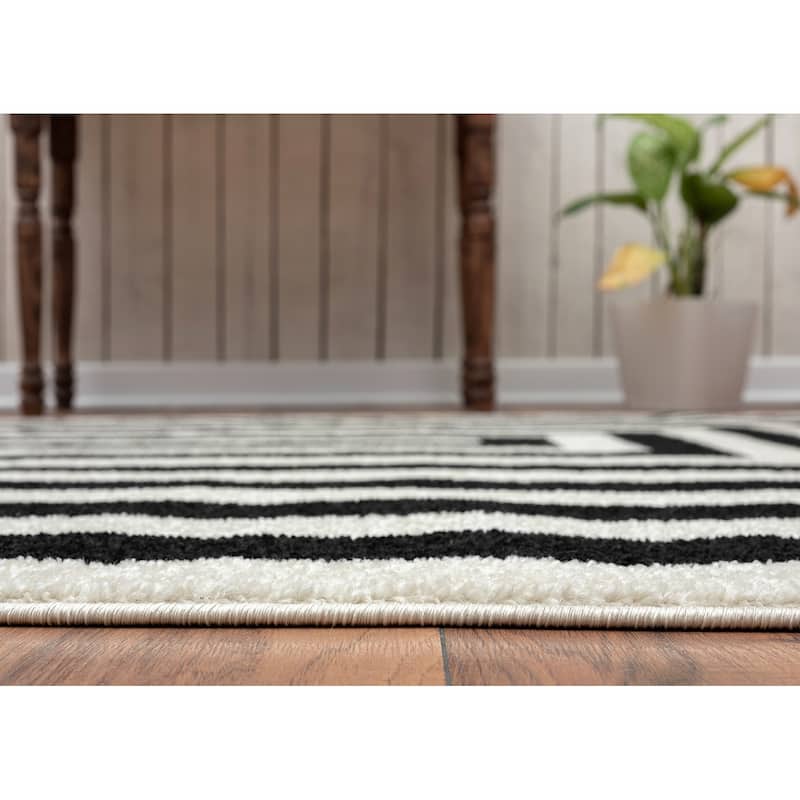 Abani Casa Contemporary Ivory Rectangular Area Rug