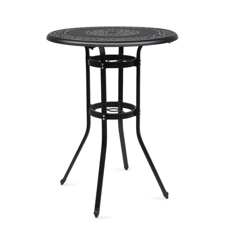 32*32*41" Outdoor Patio Cast Aluminum Round Bar Table - Black