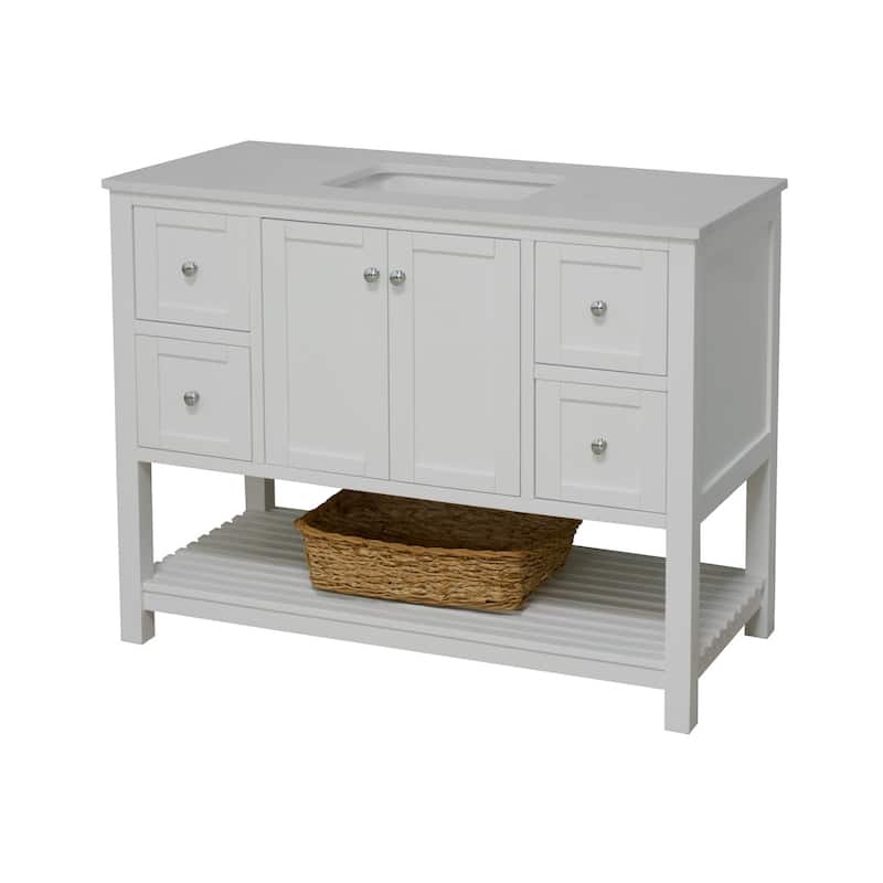 KitchenBathCollection Lakeshore 48" Bathroom Vanity with Engineered White Top