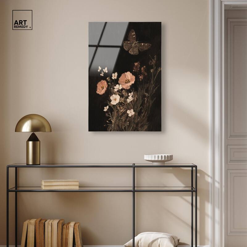 Poppy and Moth I Acrylic by Art Remedy, Ready to Hang