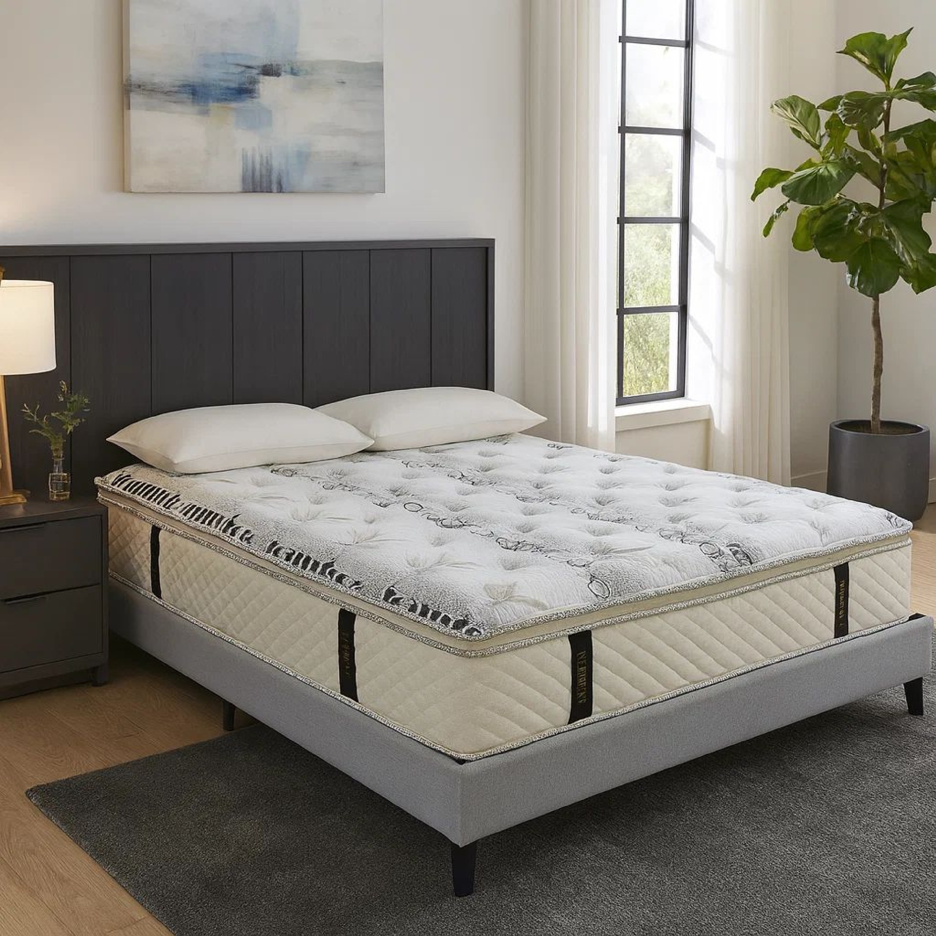 Ayu 12 Inch Pocket Coil California King Mattress, Bamboo Cotton Top, White