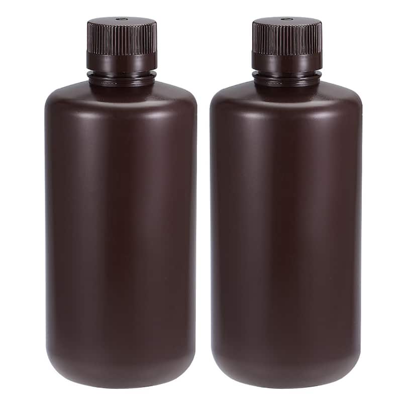 Plastic Reagent Bottle Sample Sealing Liquid Storage Container 2pcs - Brown