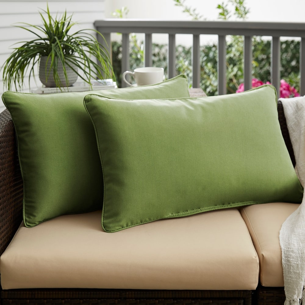 Sorra Home Sunbrella Spectrum Cilantro Corded Indoor/ Outdoor Pillows (Set of 2)