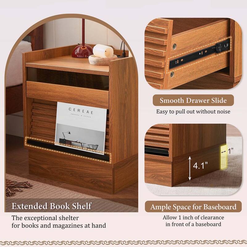 Bedside Table with 2 Drawers for Bedroom or Living Room