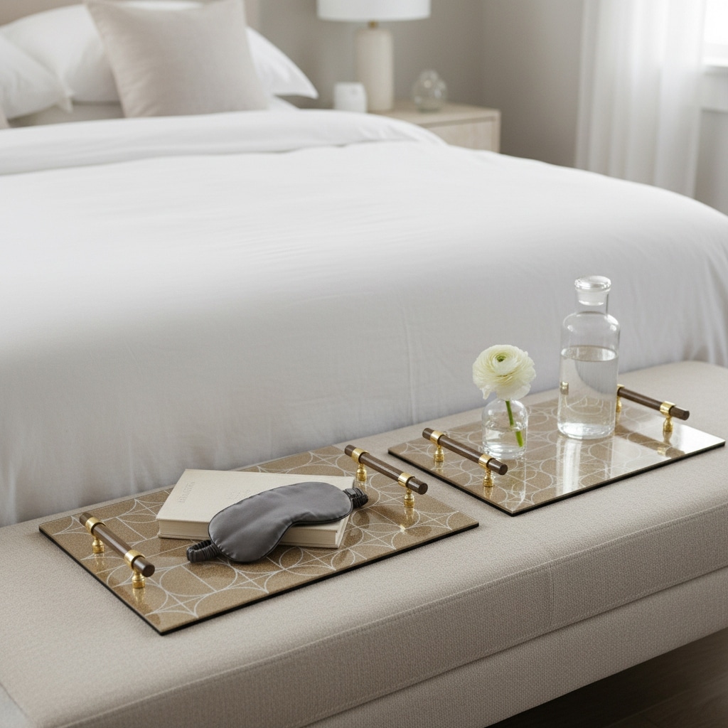 Decorative Pattern Glass Tray with Handles - Chic Home Decor - Accent Tray