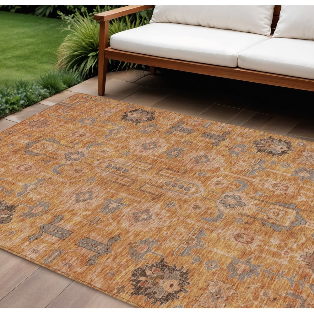 HomeRoots Oriental Traditional Rectangle Outdoor Rug