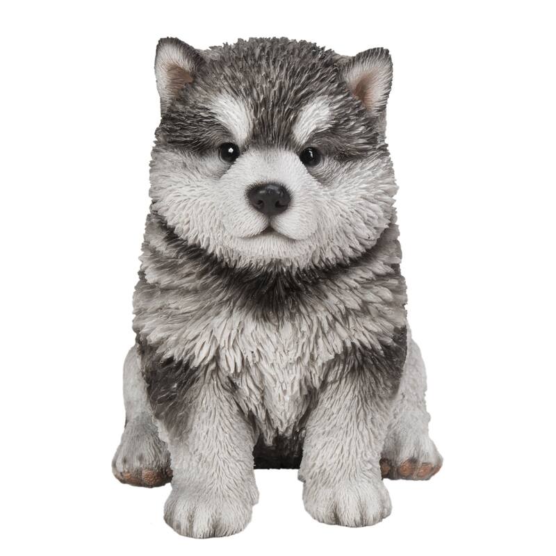 6.5" Sitting Malamute Puppy Outdoor Garden Statue