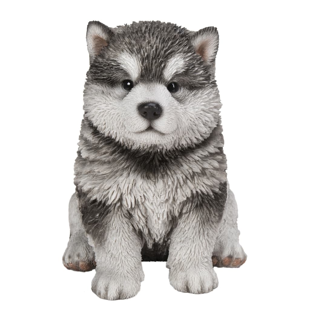 6.5" Sitting Malamute Puppy Outdoor Garden Statue