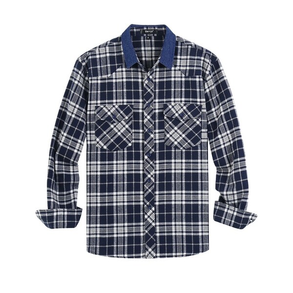 flannel with denim collar