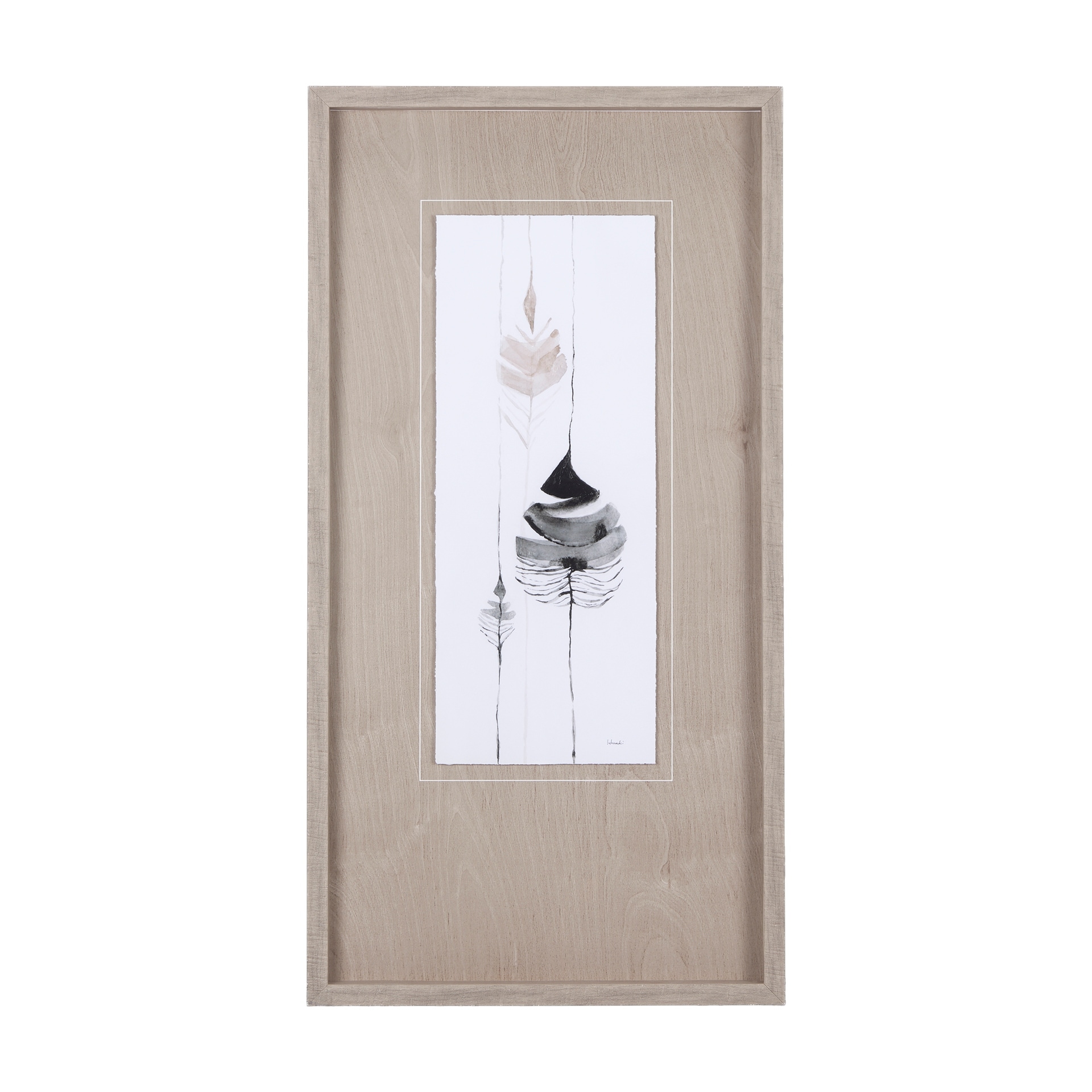 Feather Collection by Mercana Studio a Hand Embellished Textured Framed Art Print Matted under Glass