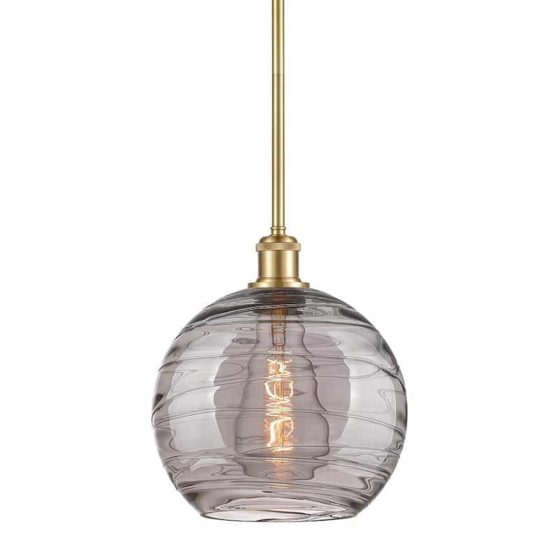 Innovations Lighting 516-1S-12-10 Athens Deco Swirl Pendant Athens - Satin Gold / Light Smoke Deco Swirl