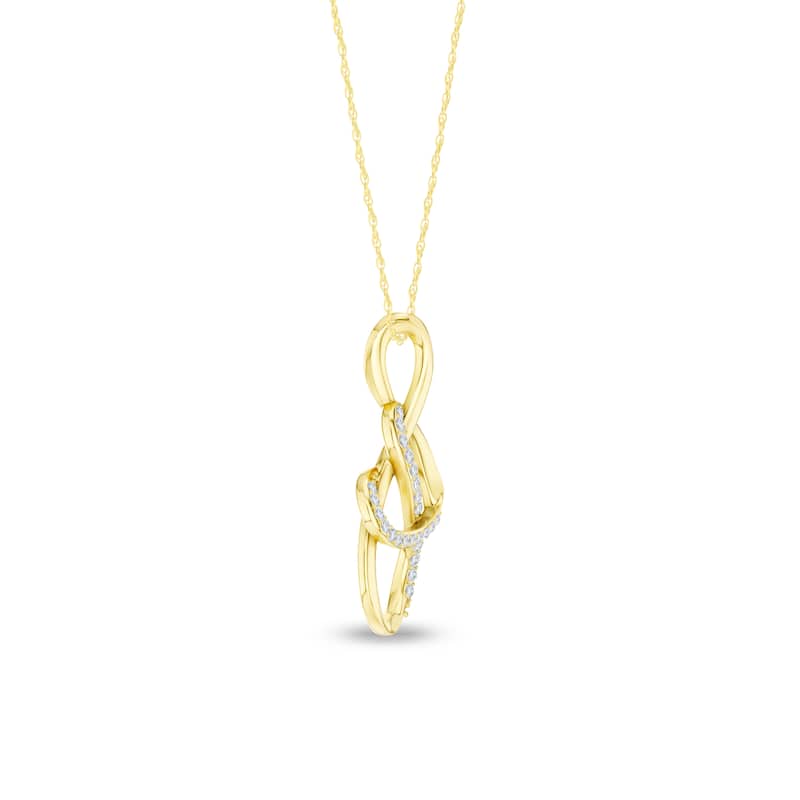 1/10ct TDW Diamond Infinity Heart Pendant Necklace in 10K Gold for Women