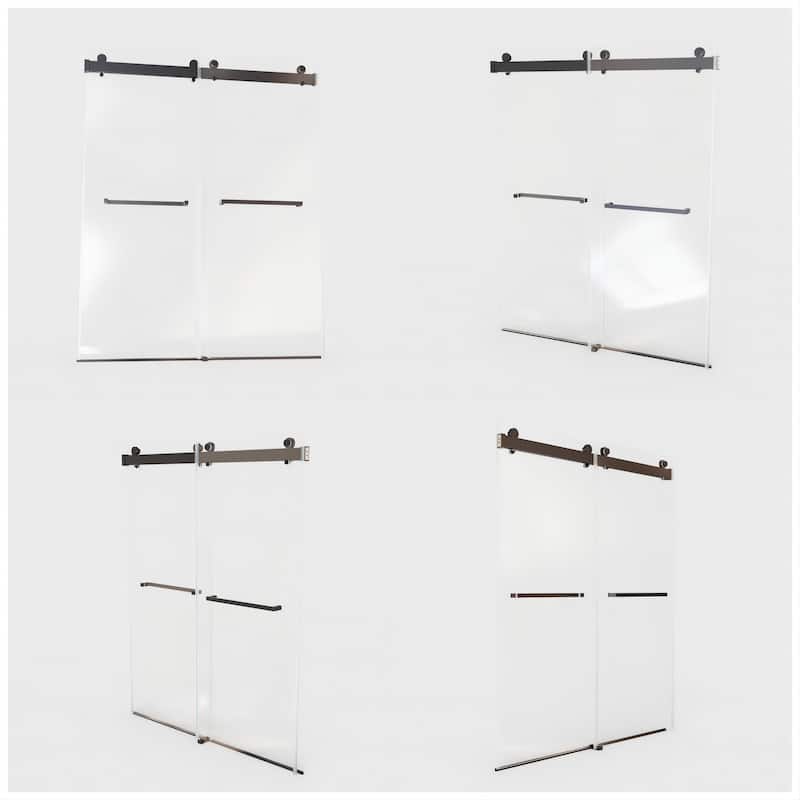 60''W x 76''H Frameless Double Sliding Soft-Close 3/8 inches Glass Shower Door in Brushed Gold/Nickel/Black