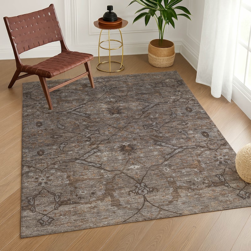 Machine Washable Indoor/ Outdoor Boho Global Chantille Rug